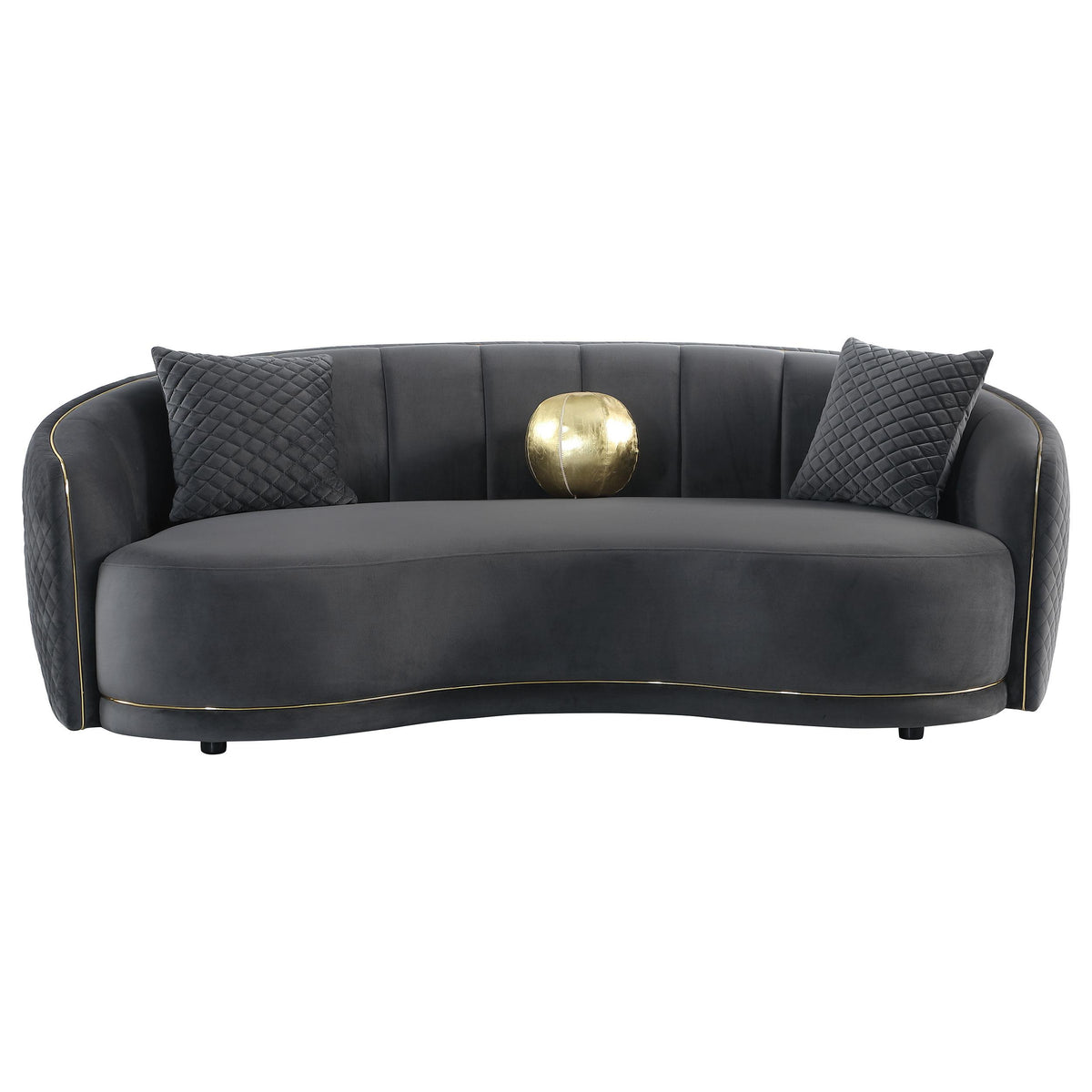 Coaster Furniture Brookside 504844 Velvet Upholstered Curved Sofa - Dark Grey IMAGE 2