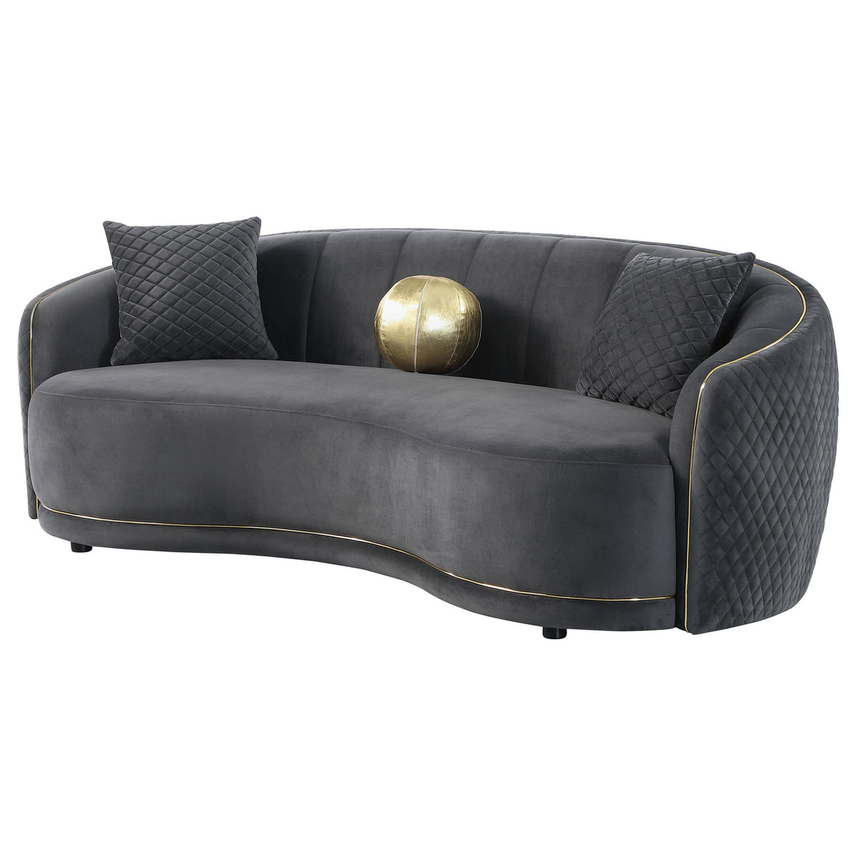 Coaster Furniture Brookside 504844 Velvet Upholstered Curved Sofa - Dark Grey IMAGE 3