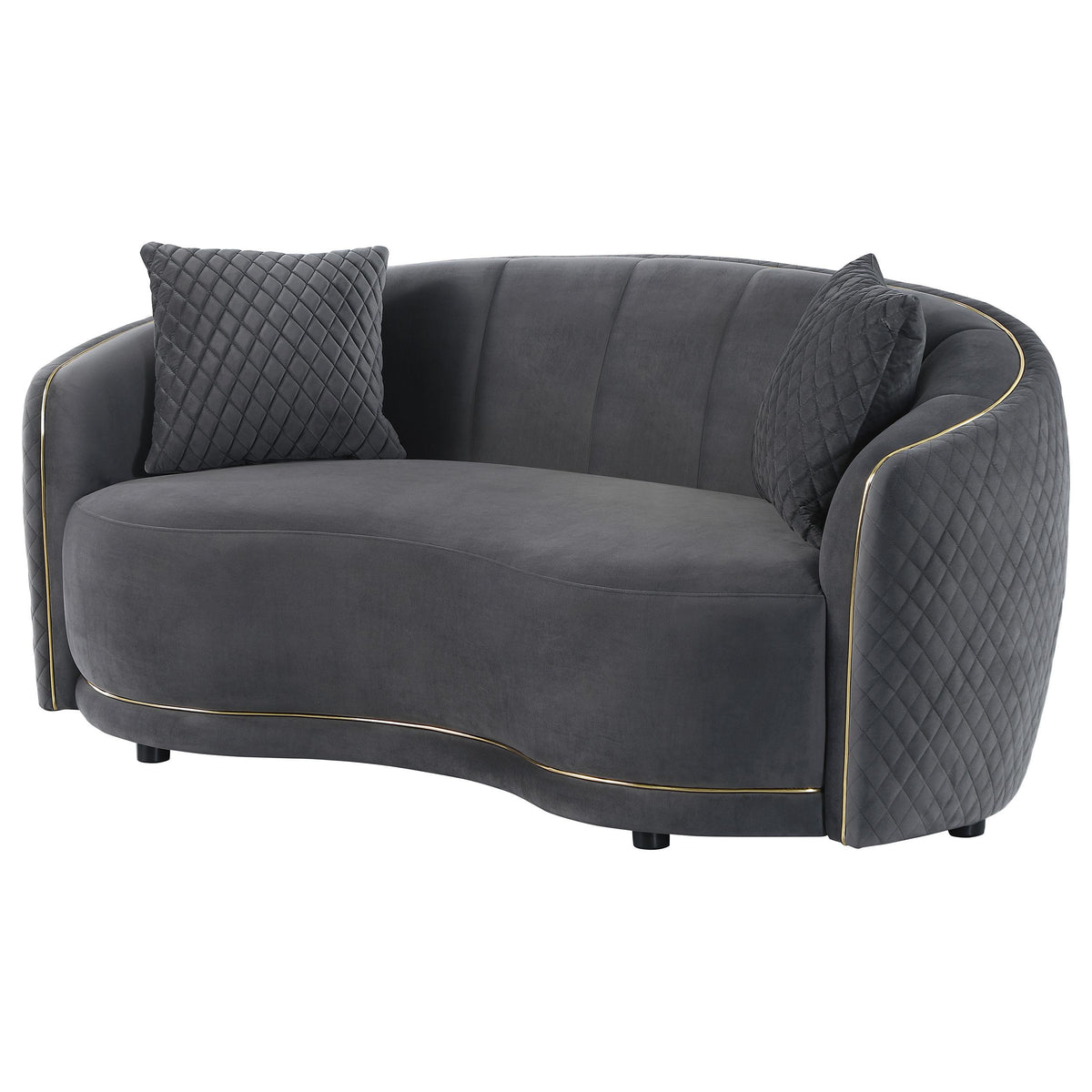 Coaster Furniture Brookside 504845 Velvet Upholstered Curved Loveseat - Dark Grey IMAGE 3