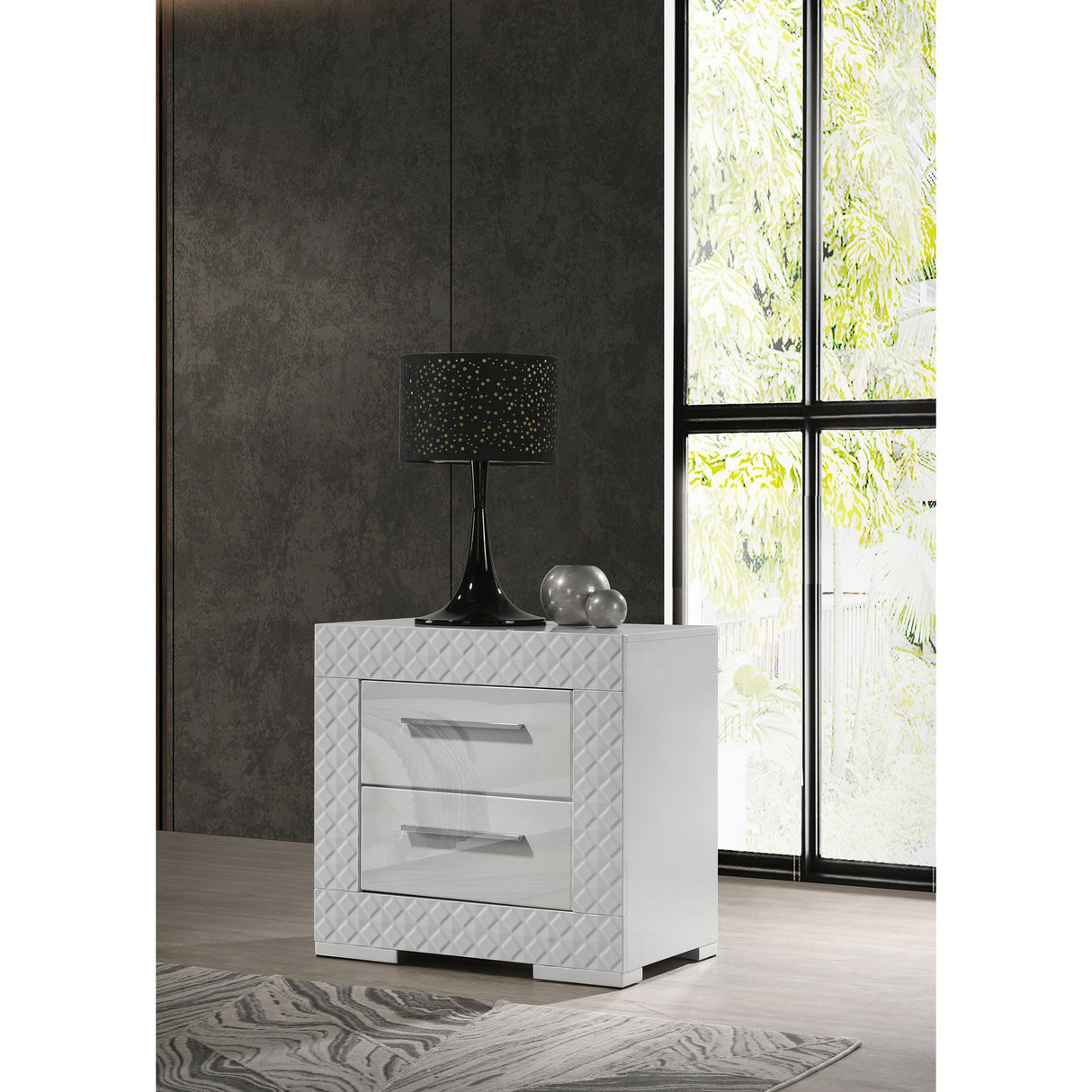 Coaster Furniture Ives 224942 2-Drawer Nightstand Bedside Table - White High Gloss IMAGE 2