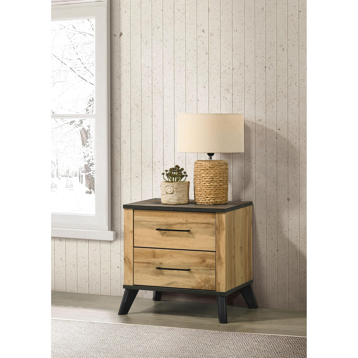 Coaster Furniture Kaywood 225002 2-Drawer Nightstand Bedside Table - Natural Pine IMAGE 2