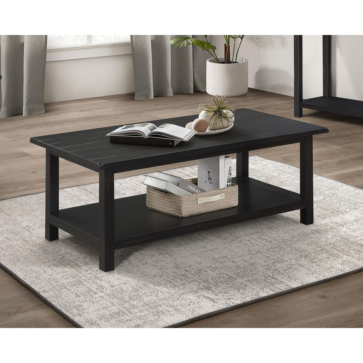 Coaster Furniture Payne 710568 Wood Coffee Table with Shelf - Distressed Java IMAGE 5