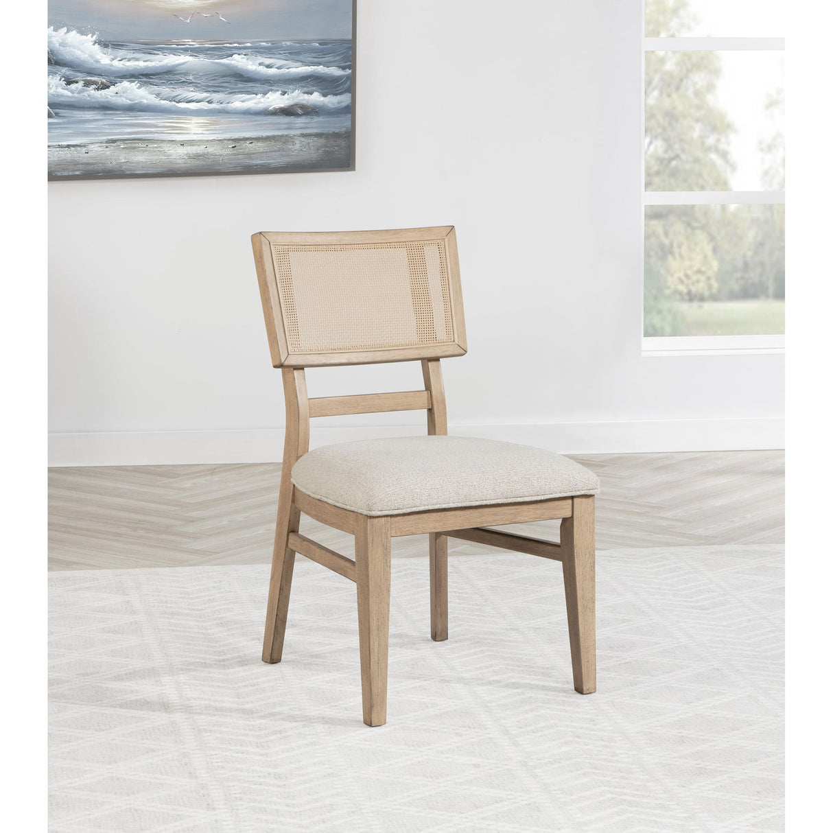 Coaster Furniture Kailani 109382 Rattan Cane Dining Side Chair - Beige Oak IMAGE 2