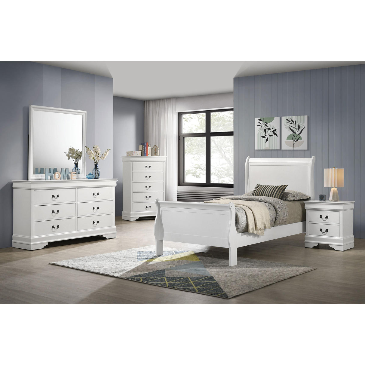 Coaster Furniture Louis Philippe 202441T 47-inch Twin Sleigh Panel Bed - White IMAGE 5