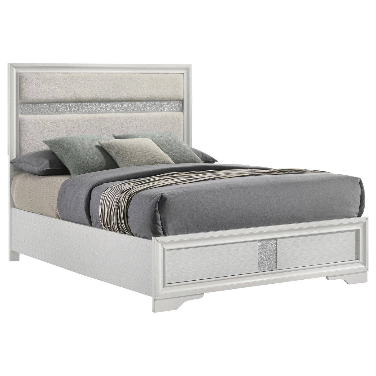 Coaster Furniture Miranda 205110Q 54-inch Upholstered Queen Panel Bed - White IMAGE 3