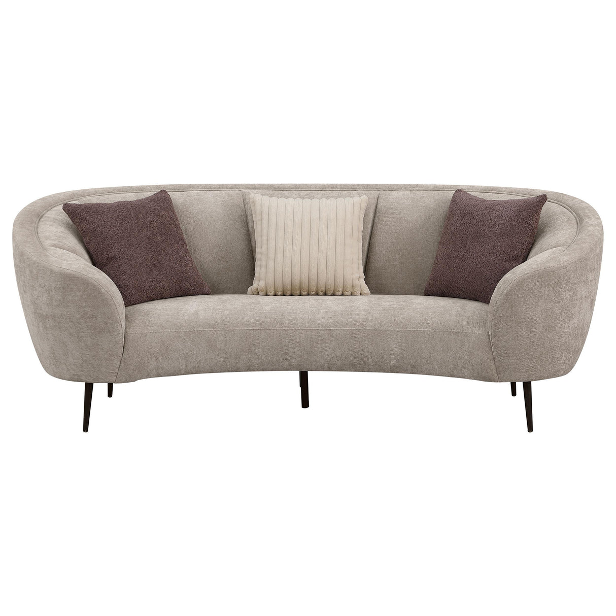 Coaster Furniture Ellorie 504837 Upholstered Channel Back Curved Sofa - Beige IMAGE 2