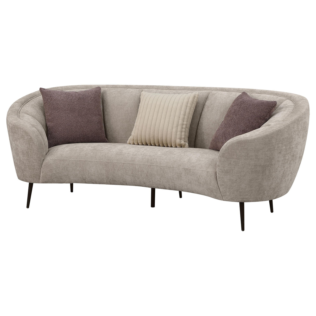 Coaster Furniture Ellorie 504837 Upholstered Channel Back Curved Sofa - Beige IMAGE 3