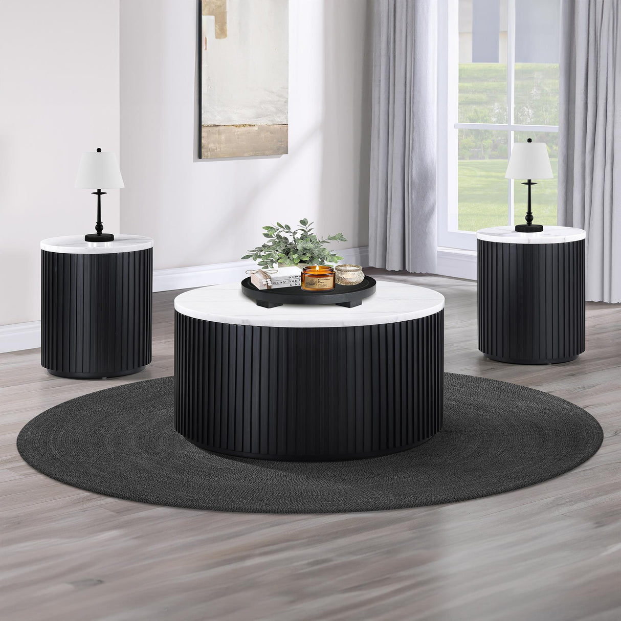 Steve Silver Furniture Colvin COL100KWME Black Marble End Table IMAGE 5