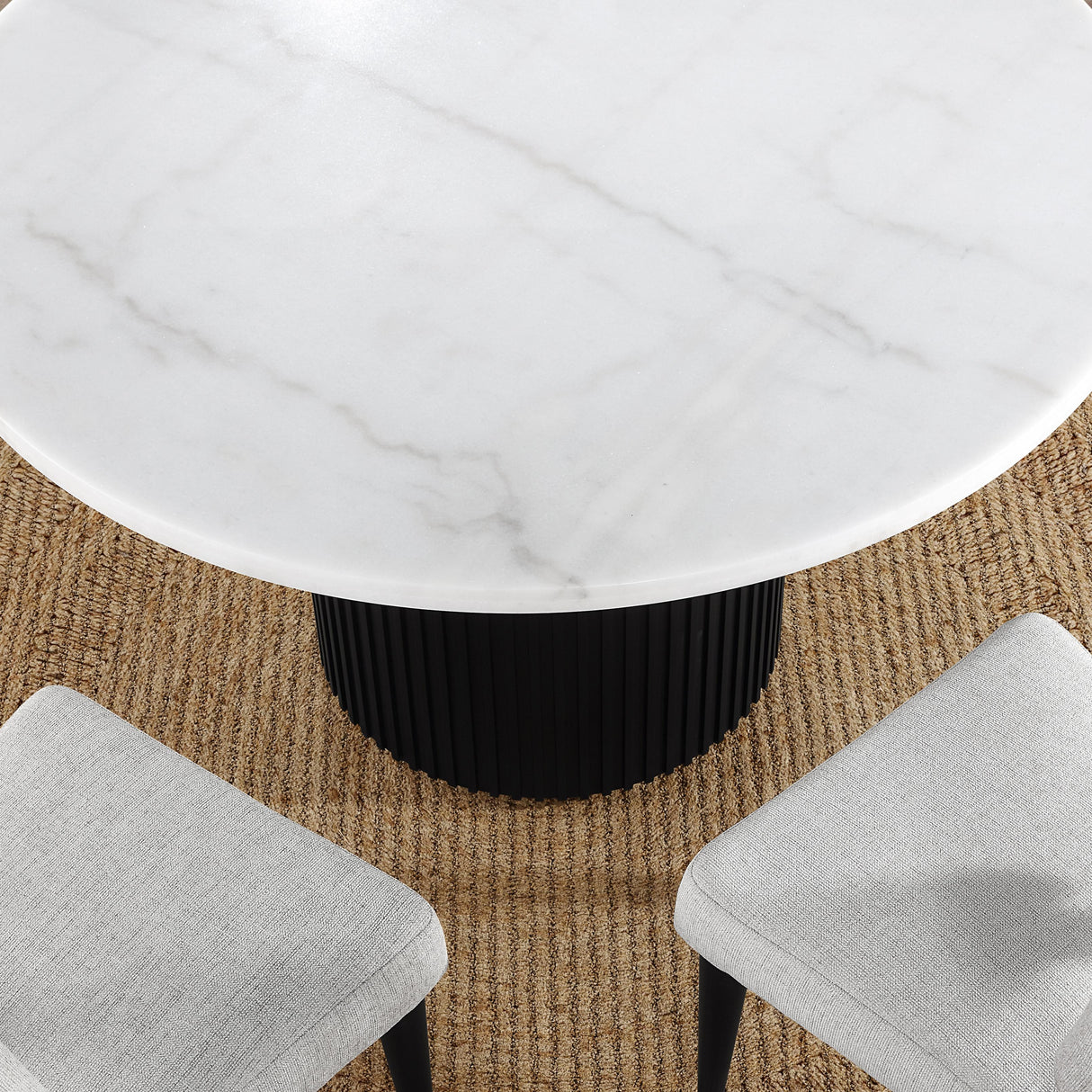 Steve Silver Furniture Colvin COL500KW-MTTB 52" Rnd White Marble Dining Table IMAGE 4