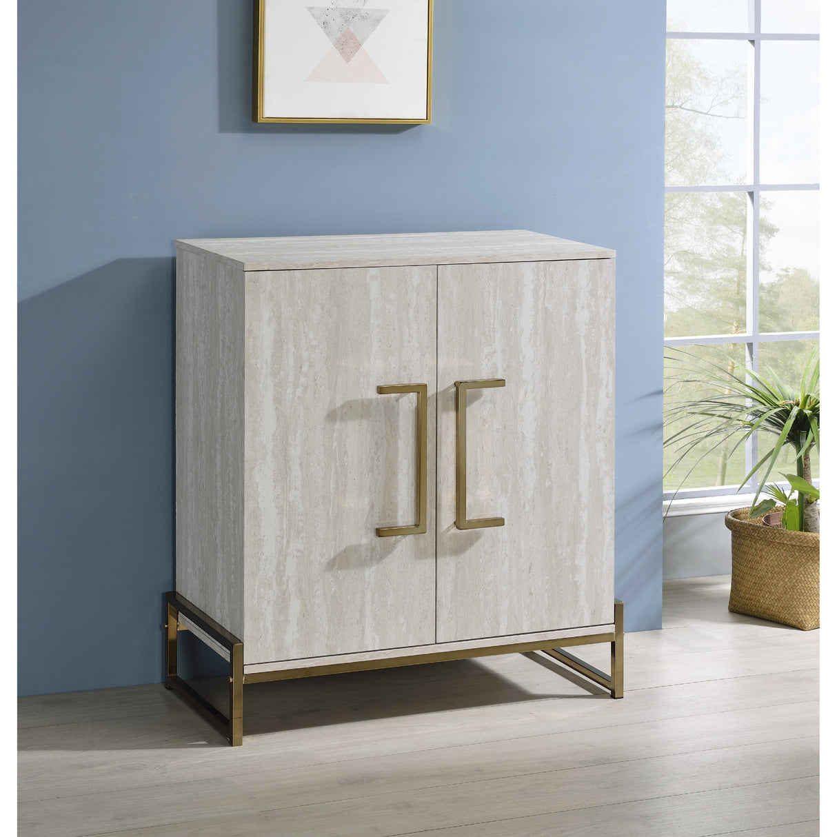 Steve Silver Furniture Larkin LK100SV Faux Marble Wine Cabinet IMAGE 8