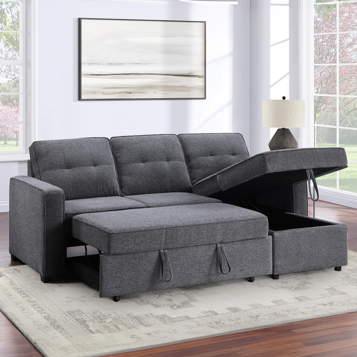 Steve Silver Furniture Noah NOA800GL Grey Pullout Loveseat IMAGE 7