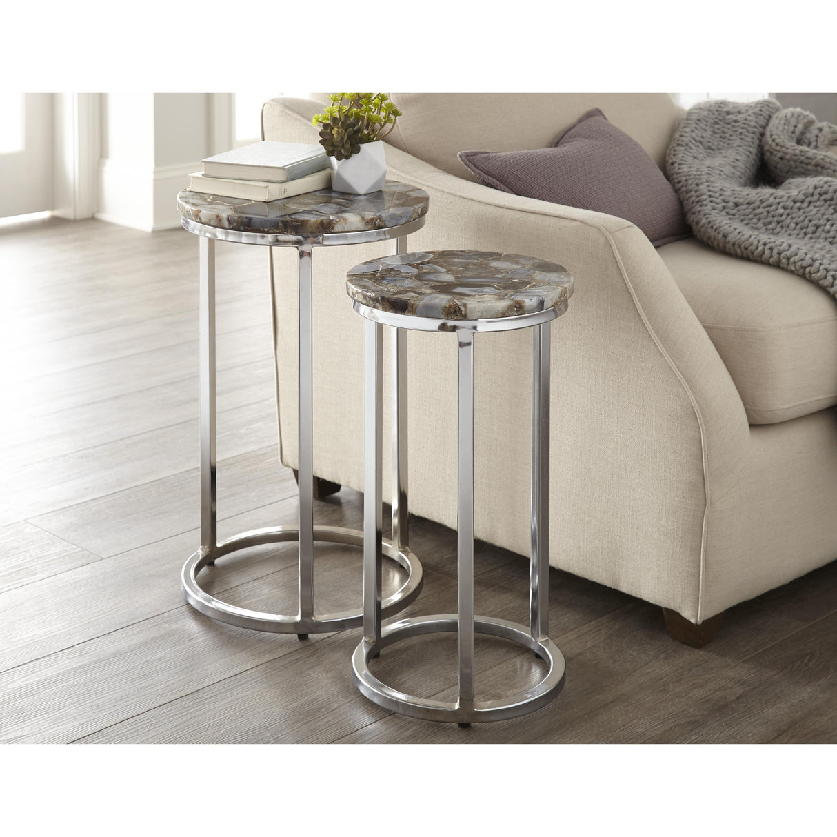 Steve Silver Furniture Onyx NY2000NT Agate Top Nesting Table IMAGE 5