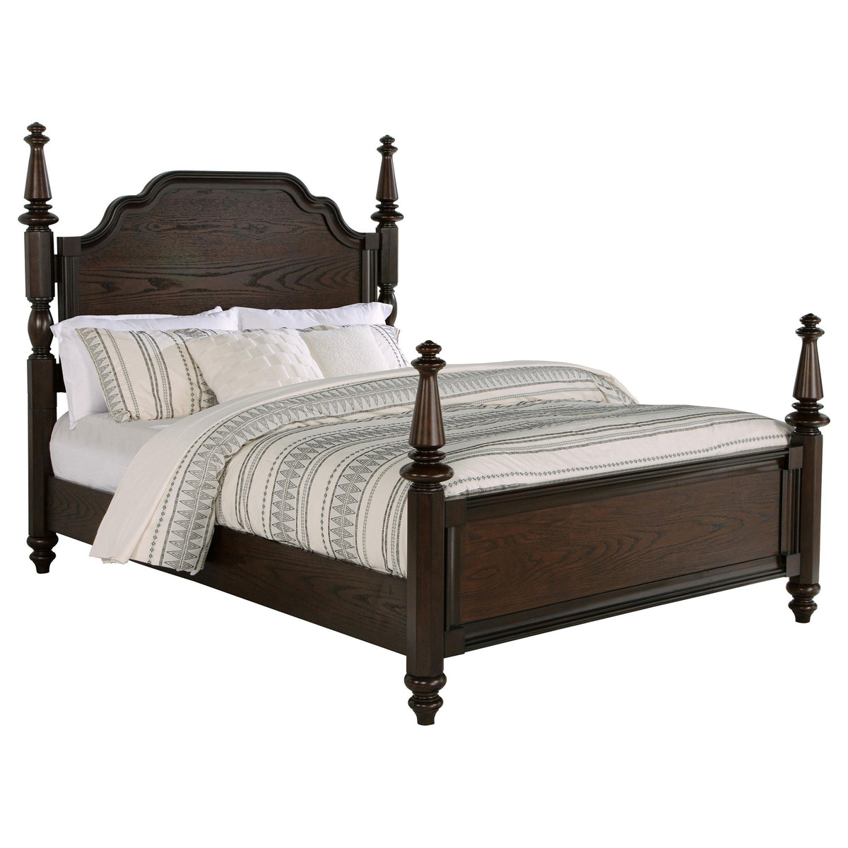 Coaster Furniture Andover 223631KW 63-inch Four Poster California King Bed - Dark Oak IMAGE 1