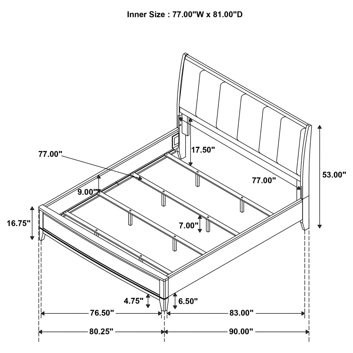 Coaster Furniture Granada 224921KE Upholstered Eastern King Panel Bed - Natural Pine IMAGE 6