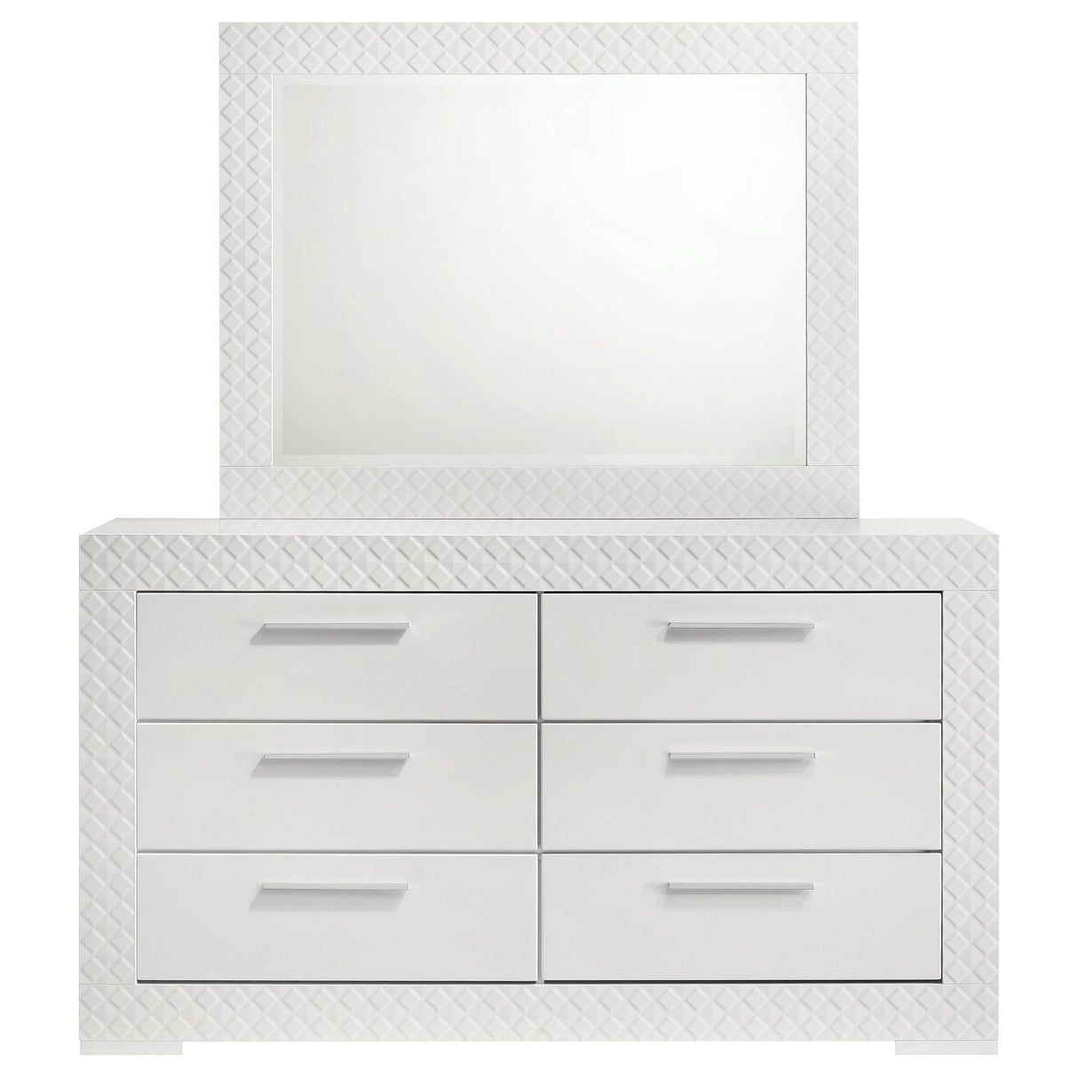 Coaster Furniture Ives 224943M 6-Drawer Dresser and Mirror - White High Gloss IMAGE 2
