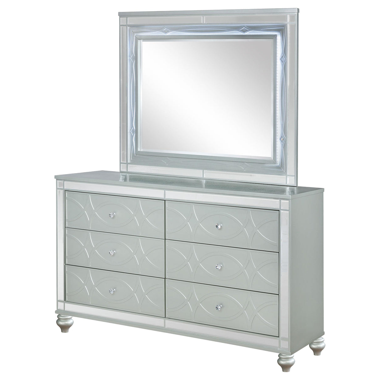 Coaster Furniture Gunnison 223213M 6-Drawer Dresser with Mirror - Silver Metallic IMAGE 3