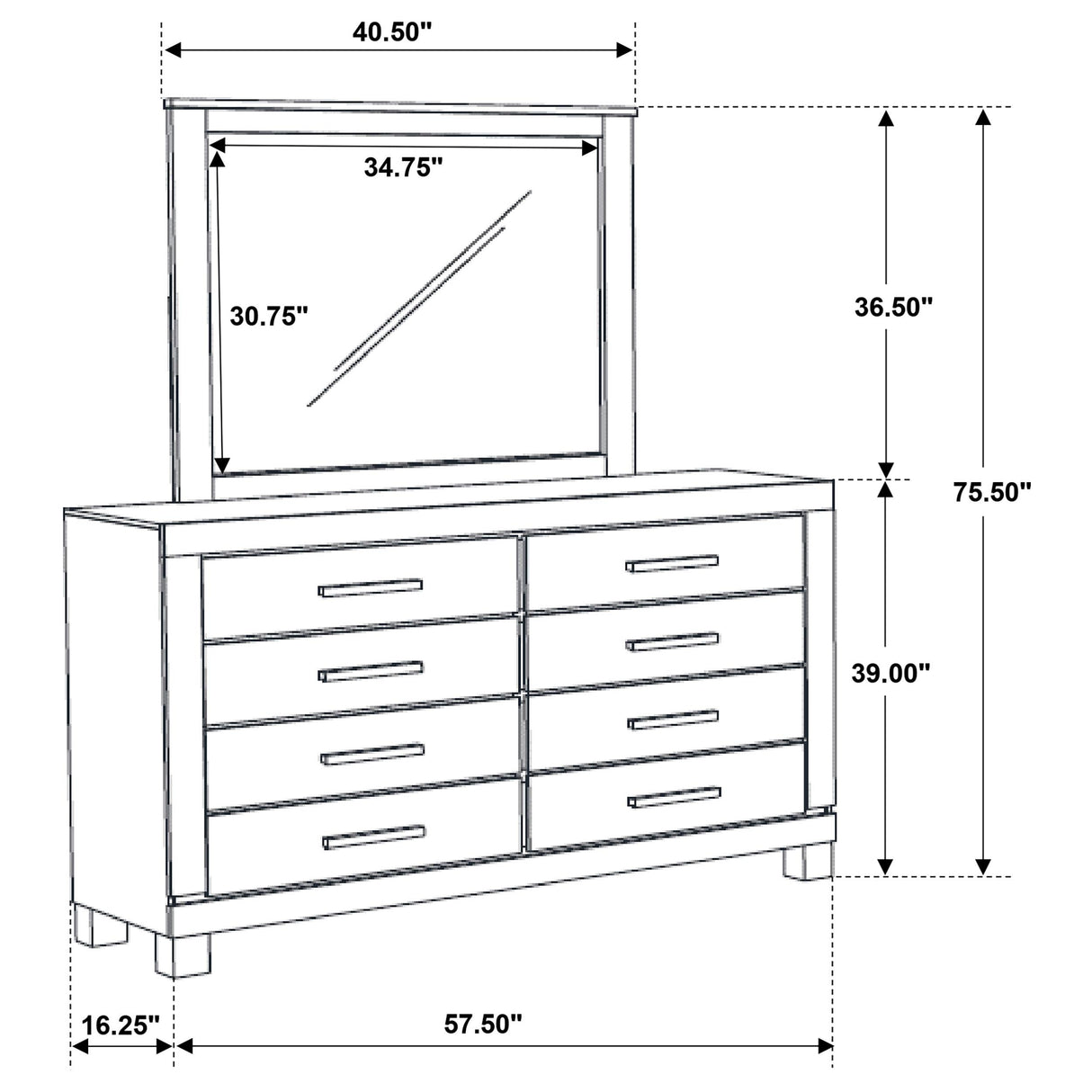 Coaster Furniture Woodmont 222633M 8-Drawer Dresser with Mirror - Rustic Golden Brown IMAGE 10