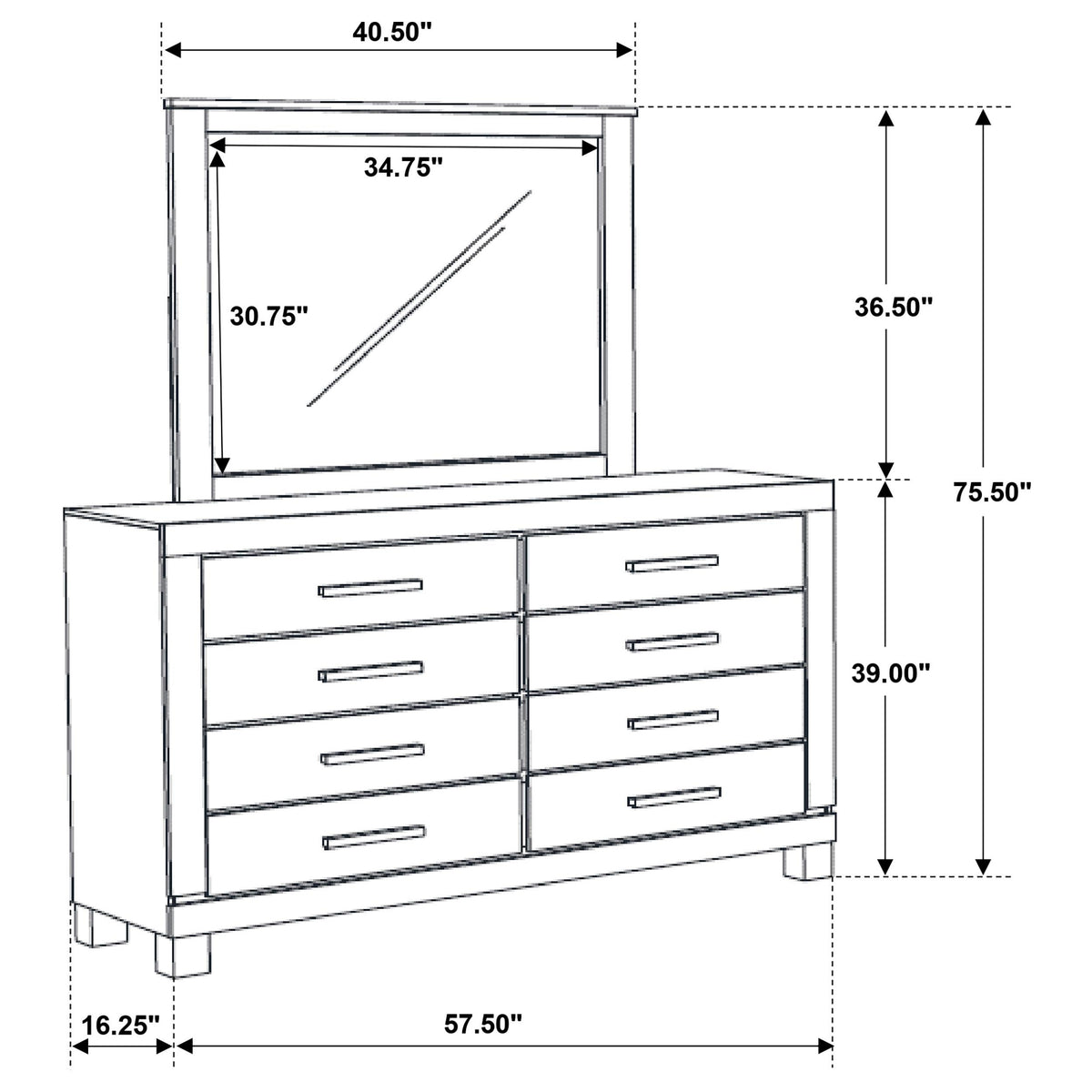 Coaster Furniture Woodmont 222633M 8-Drawer Dresser with Mirror - Rustic Golden Brown IMAGE 10