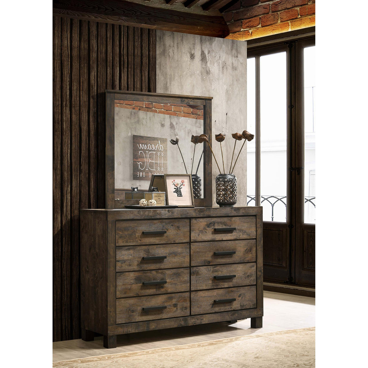 Coaster Furniture Woodmont 222633M 8-Drawer Dresser with Mirror - Rustic Golden Brown IMAGE 9