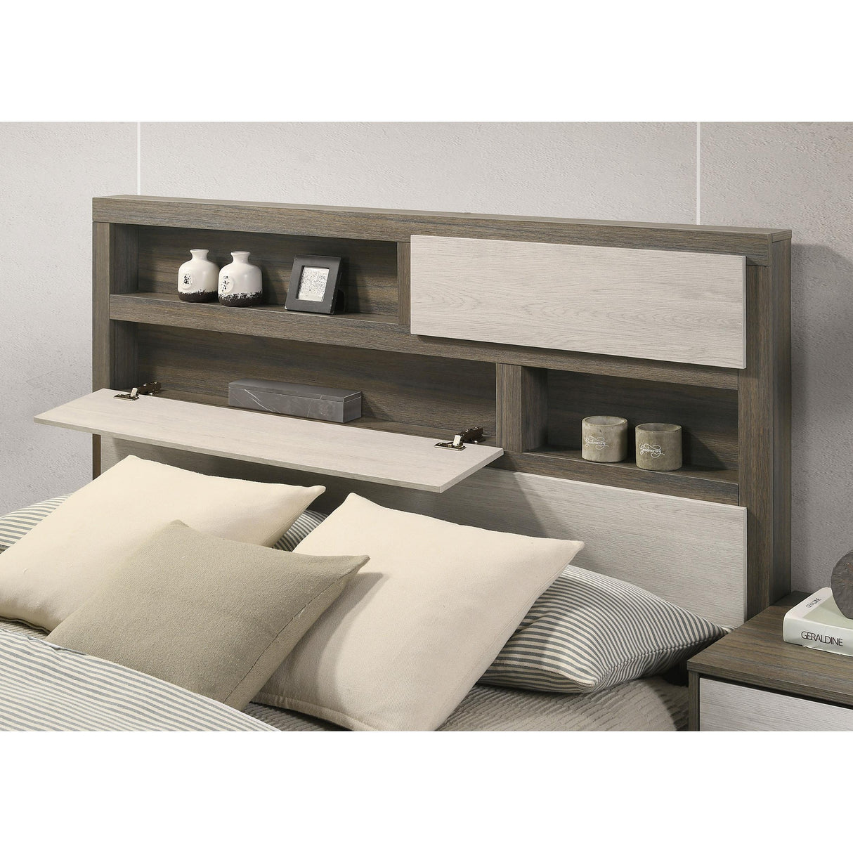 Coaster Furniture Fenwick 224981KW California King Bed Bookcase Headboard - Grey Oak IMAGE 7