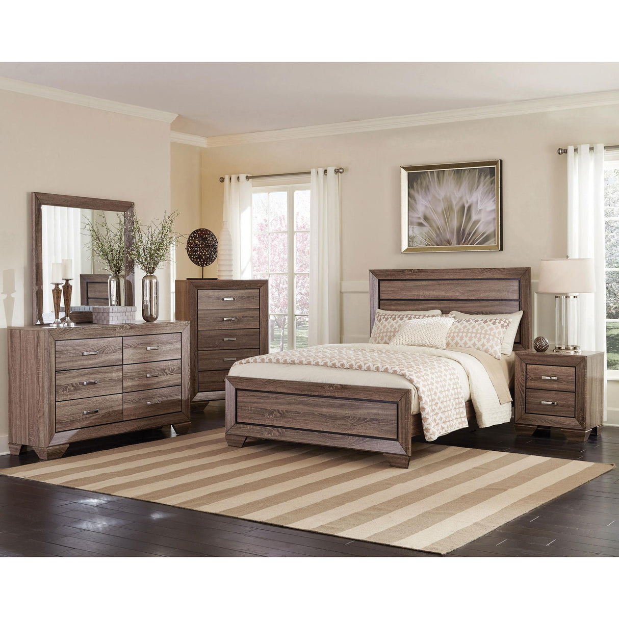 Coaster Furniture Kauffman 204193M 6-Drawer Dresser with Mirror - Washed Taupe IMAGE 10