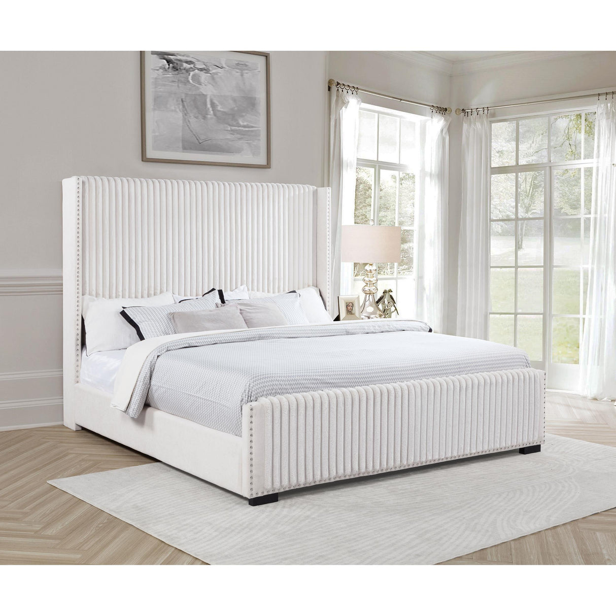 Coaster Furniture Natasha 306051KW 65-inch Upholstered California King Bed - Cream IMAGE 6