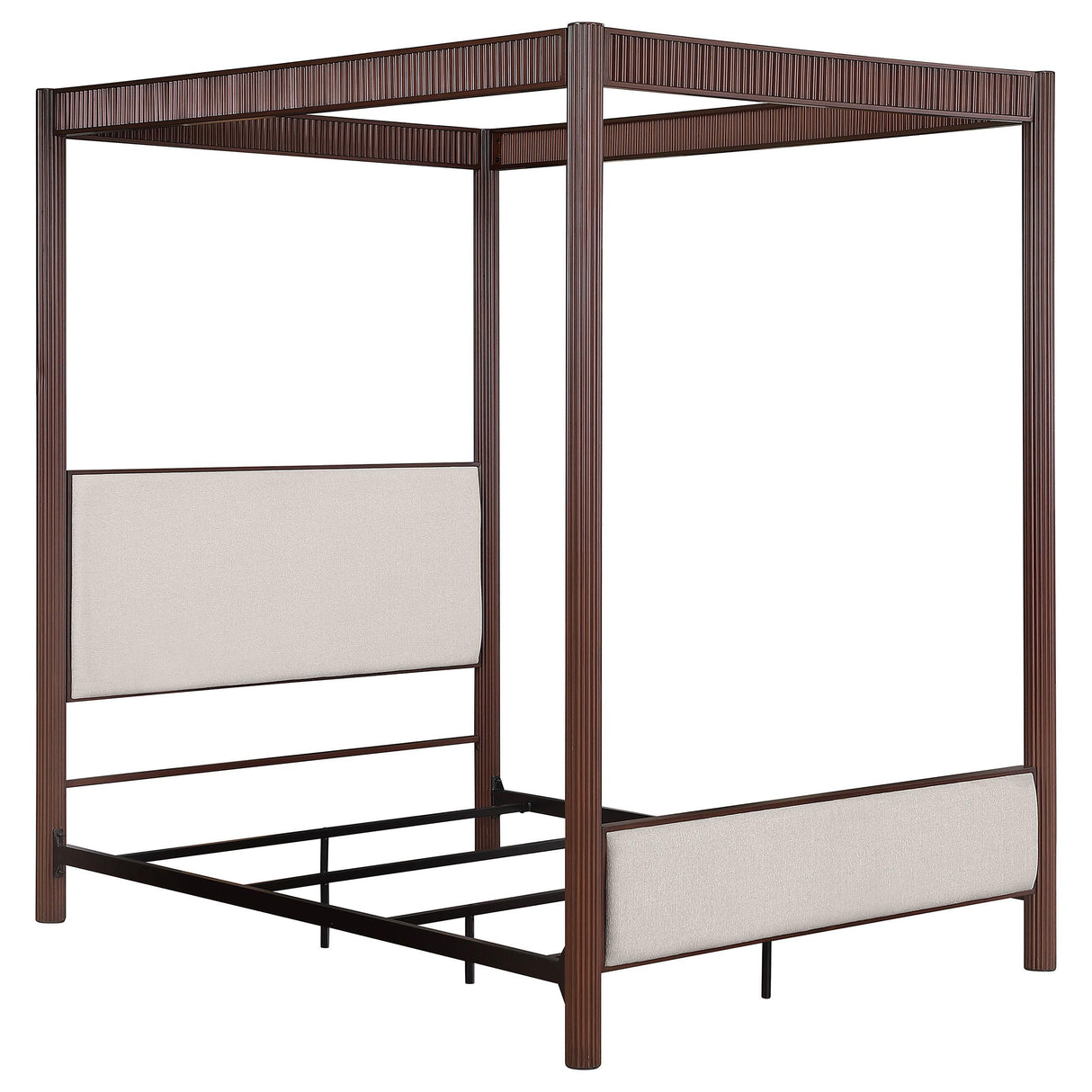Coaster Furniture Zimmerlee 360331KE 89-inch Metal Eastern King Canopy Bed - Rust Brown IMAGE 1