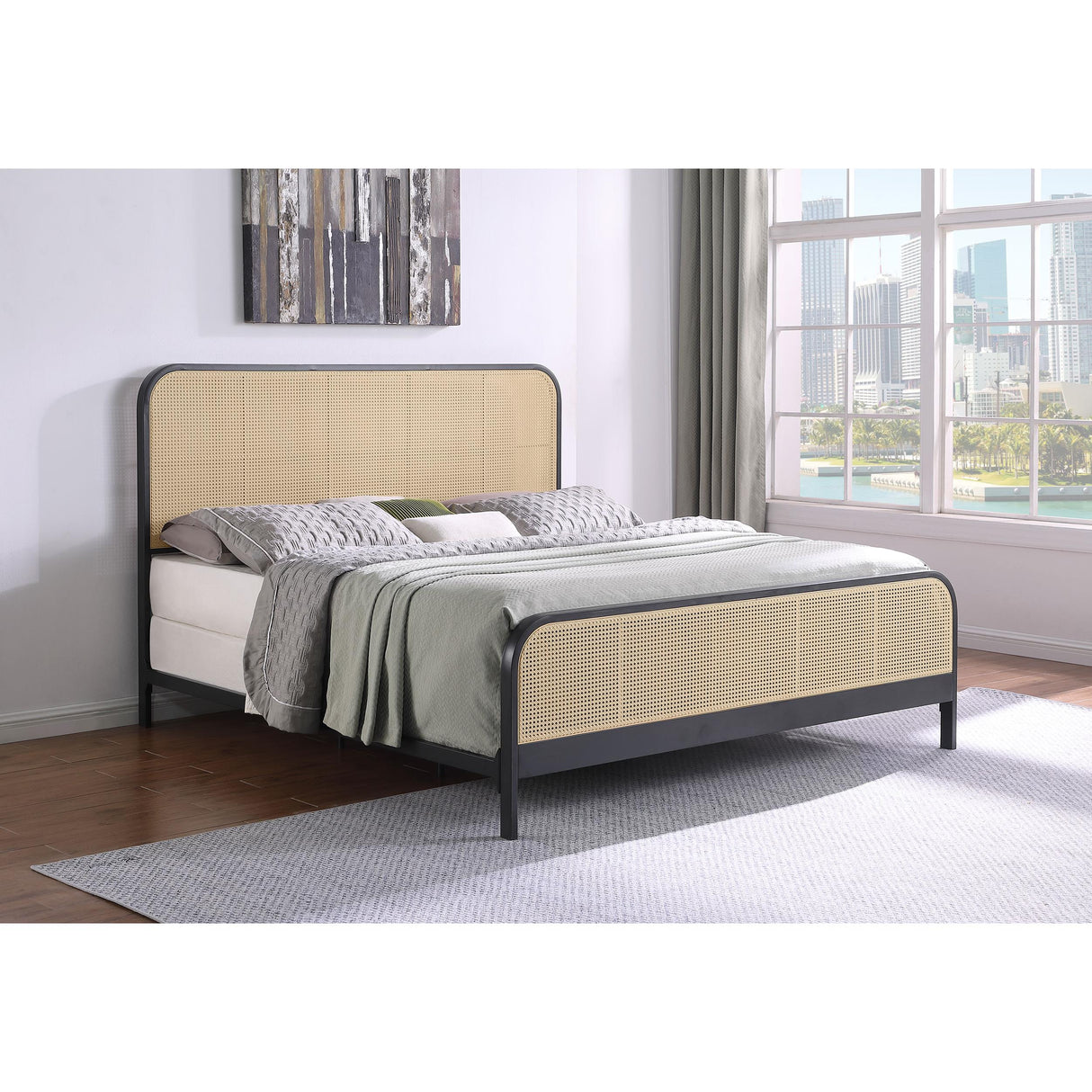 Coaster Furniture Lanewood 360250KE Open Cane Webbing Metal Eastern King Bed - Black IMAGE 8