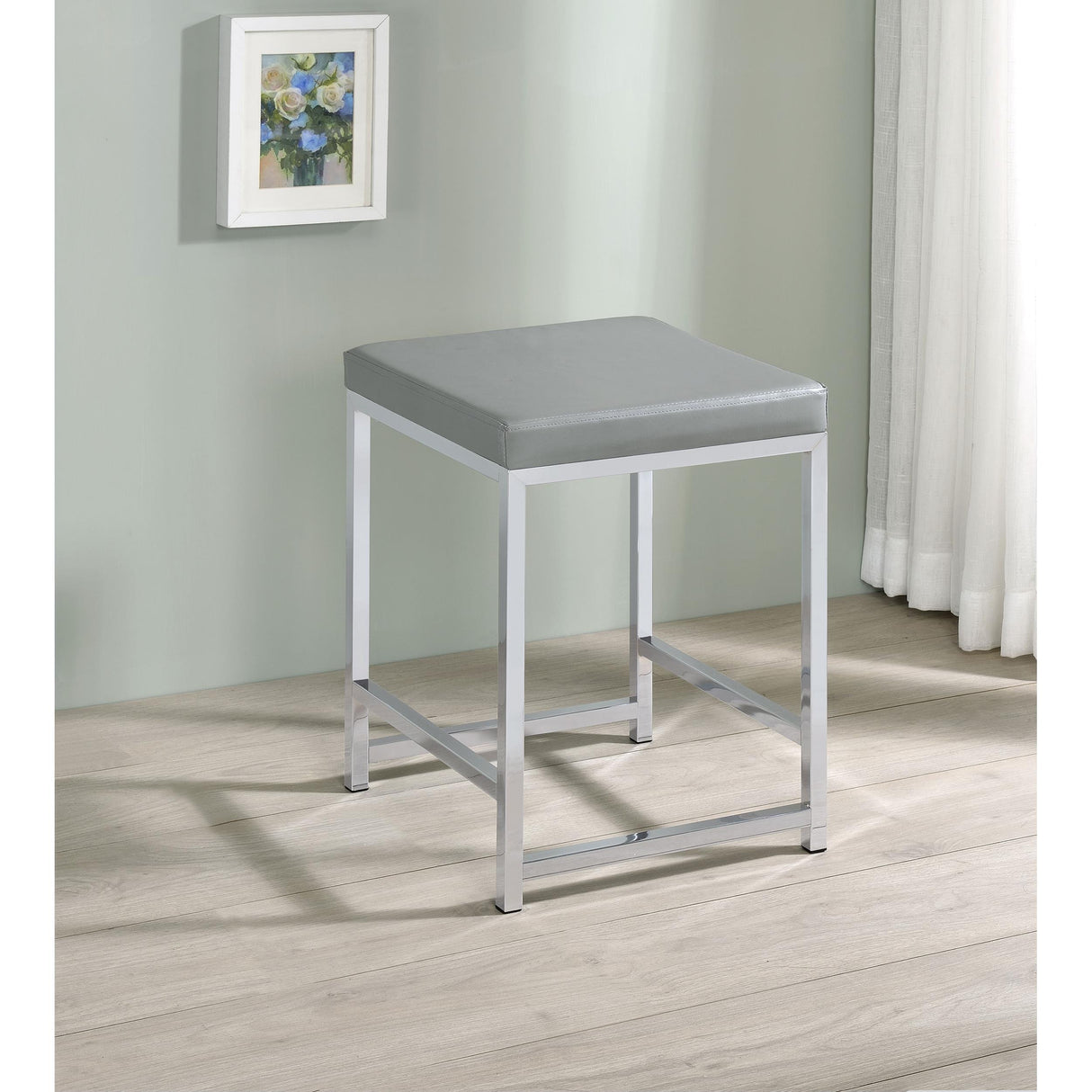 Coaster Furniture Umbridge 935933 Upholstered Square Padded Cushion Vanity Stool IMAGE 3