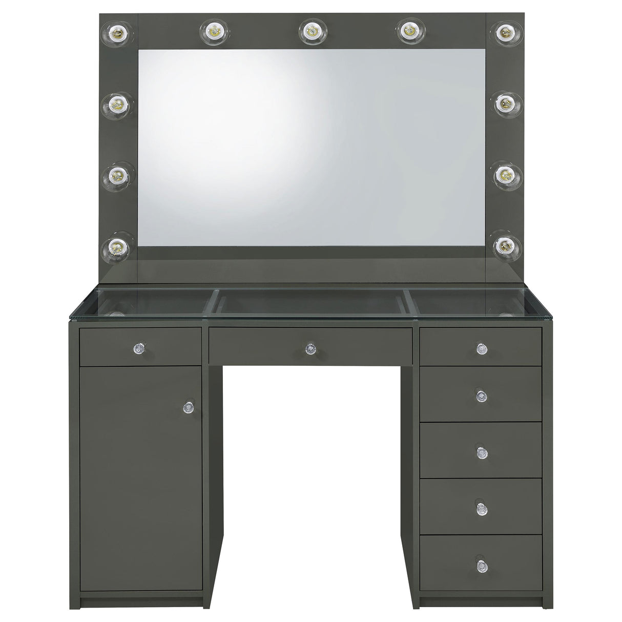 Coaster Furniture Acena 931145 7-Drawer Vanity Set with Lighting - Grey High Gloss IMAGE 3
