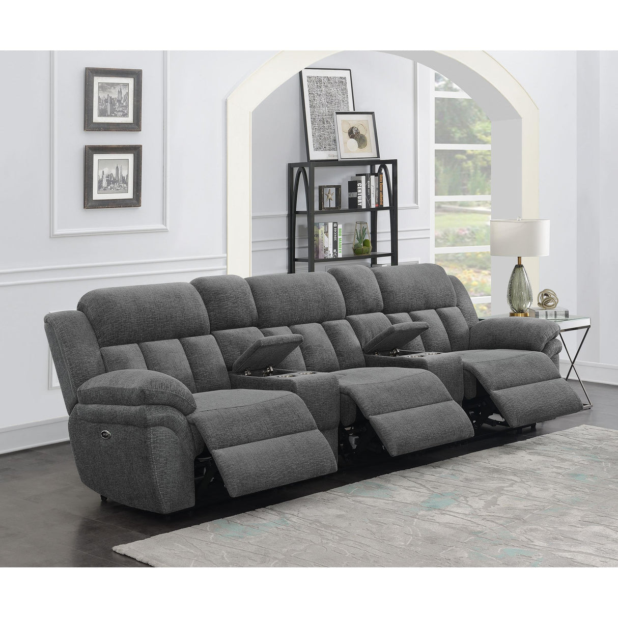 Coaster Furniture Bahrain 609541PT 5-piece Power Home Theater Seating - Charcoal IMAGE 2