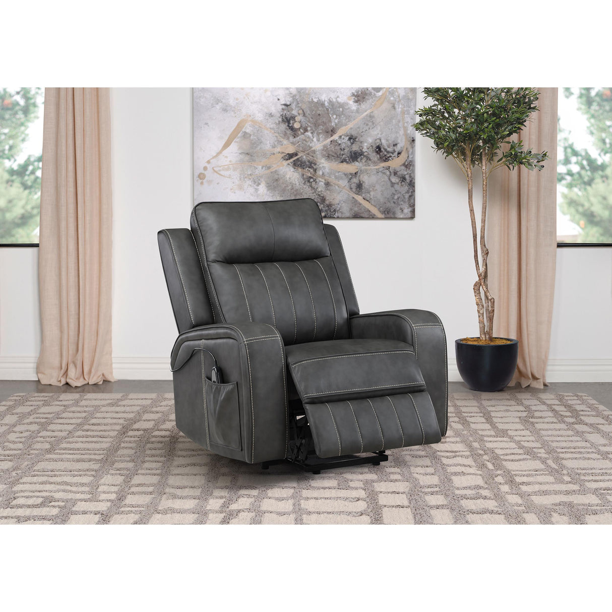 Coaster Furniture Raelynn 603194P Upholstered Power Lift Recliner Chair - Grey IMAGE 6