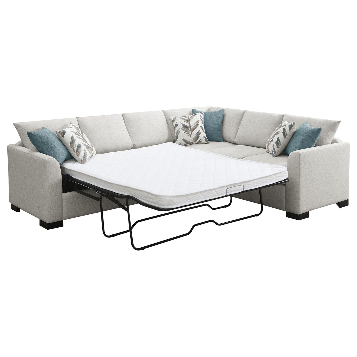 Coaster Furniture Ashford 500818 Chenille Upholstered Sleeper Sectional Sofa - Greige IMAGE 2