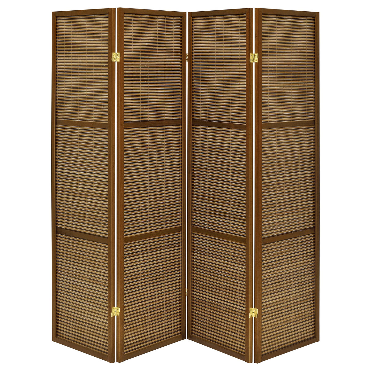 Coaster Furniture Browning 961638 4-panel Bamboo Room Divider Folding Screen - Walnut IMAGE 2