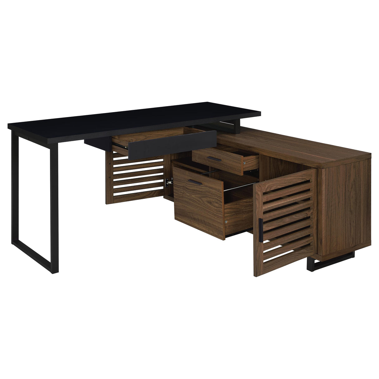Coaster Furniture Maddox 801861 60-inch L-Shape Office Computer Desk - Black and Walnut IMAGE 2