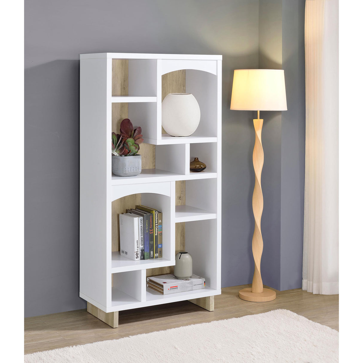 Coaster Furniture Dalton 980075 65-inch 6-shelf Bookcase - White and Distressed Pine IMAGE 8