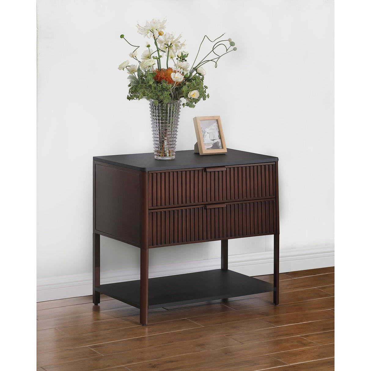 Coaster Furniture Zimmerlee 930221 2-Drawer Side Table with Shelf - Rust Brown IMAGE 8