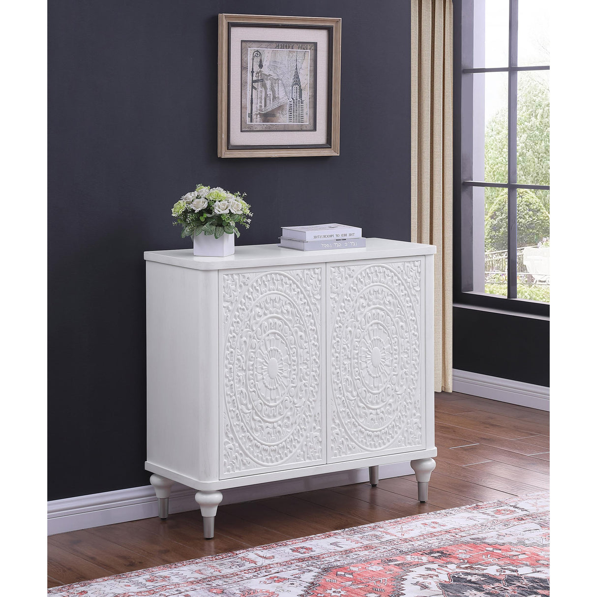Coaster Furniture Cardella 950411 2-door Mandala Accent Cabinet - Distressed White IMAGE 9