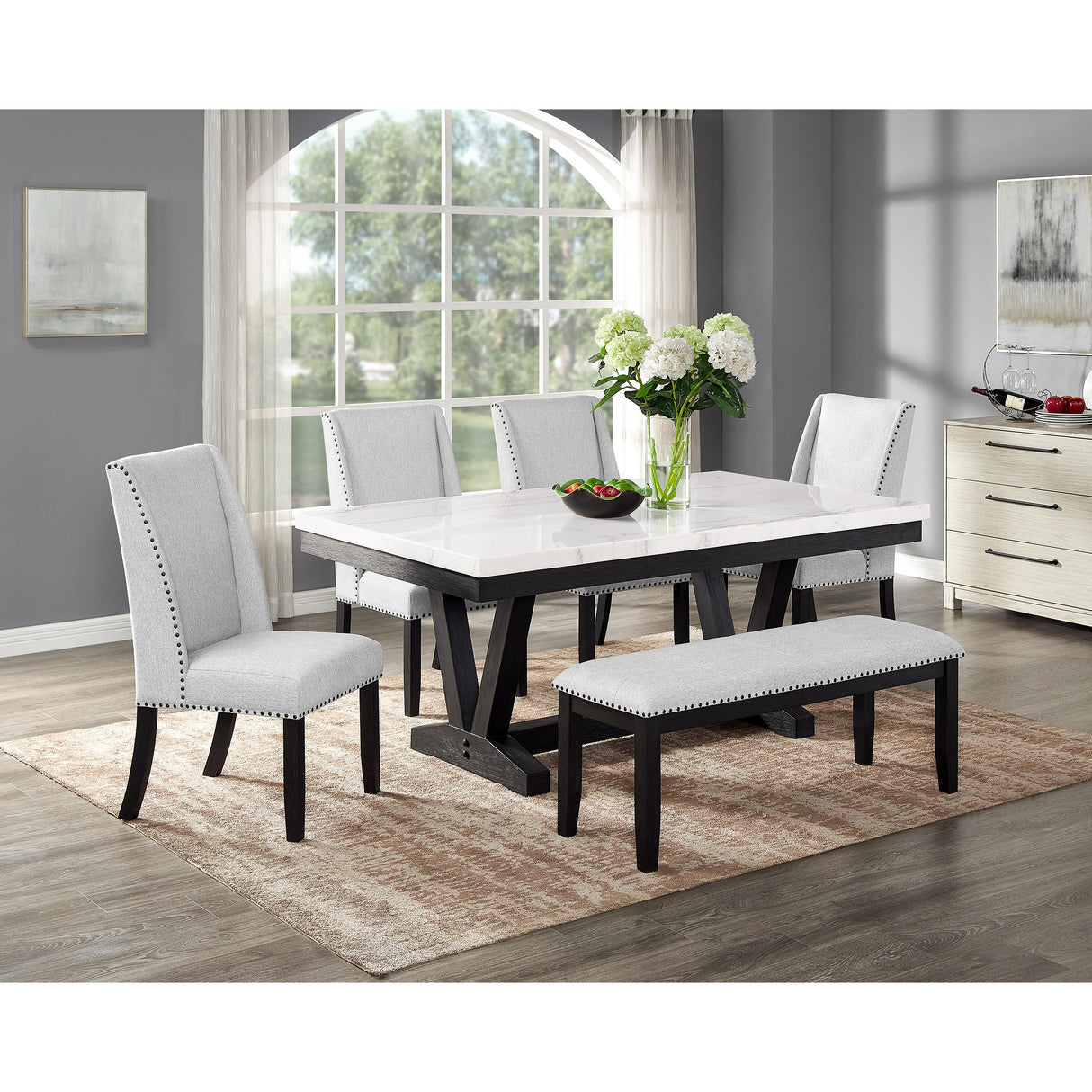 Crown Mark Varley 1320T-4272 Genuine Marble Dining Table IMAGE 5