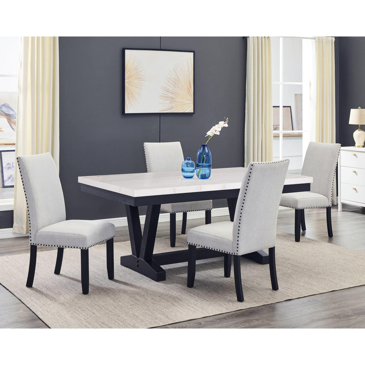 Crown Mark Varley 1320T-4272 Genuine Marble Dining Table IMAGE 8