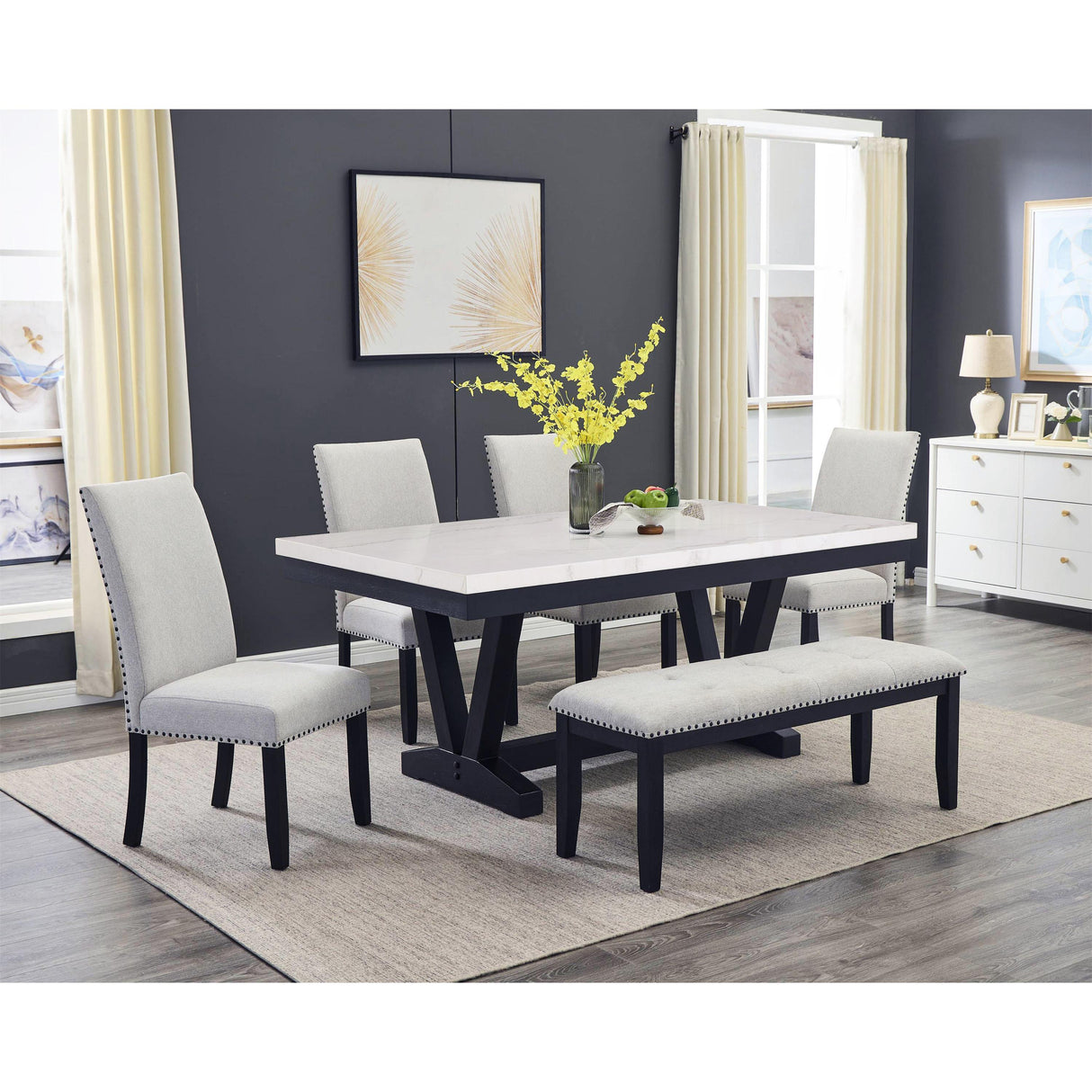 Crown Mark Varley 1320T-4272 Genuine Marble Dining Table IMAGE 9