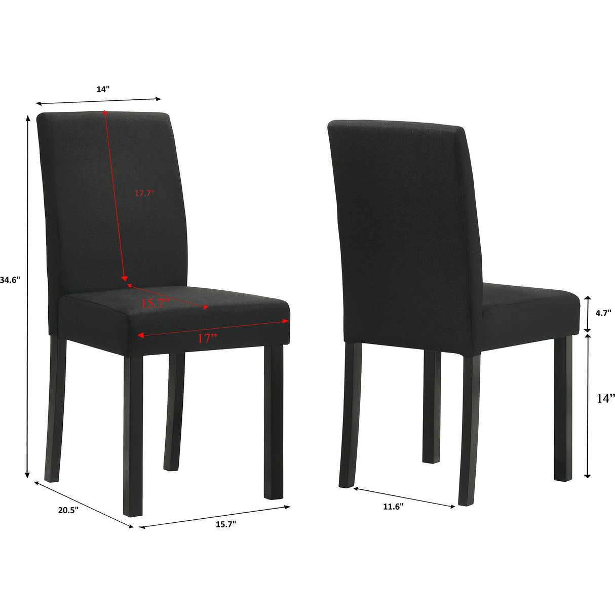 Crown Mark Resia 2120S-BK Dining Chair - Black IMAGE 2