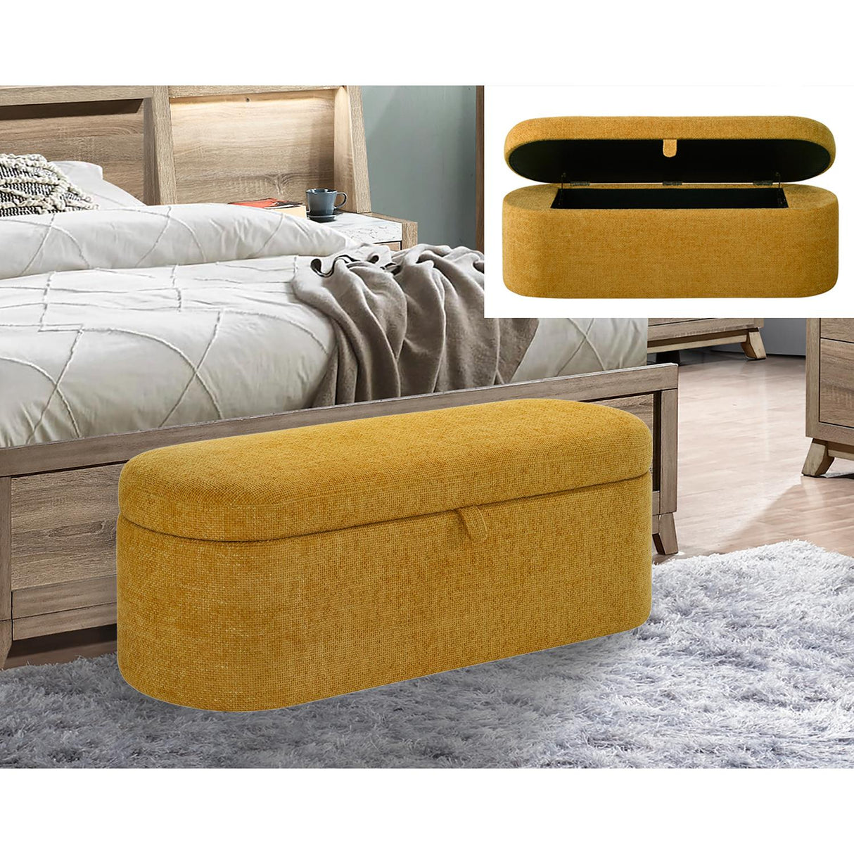Crown Mark Philipa 4924GD-BENCH Storage Bench - Gold Tweed IMAGE 5