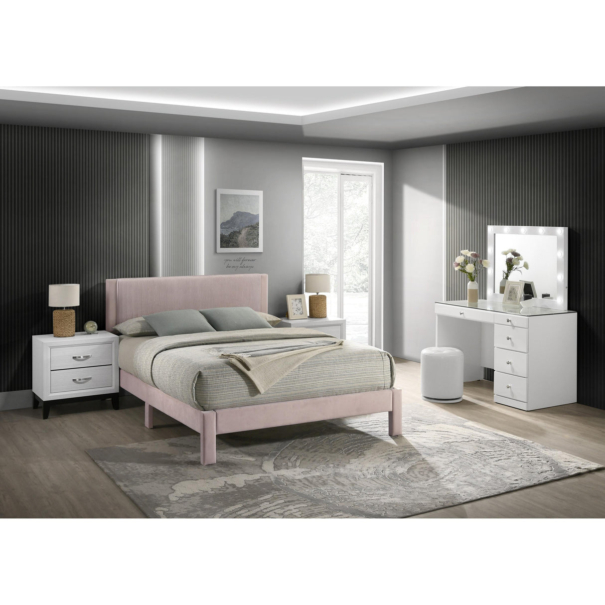 Crown Mark Lucia 5097PK-F Full Bed - Pink IMAGE 3