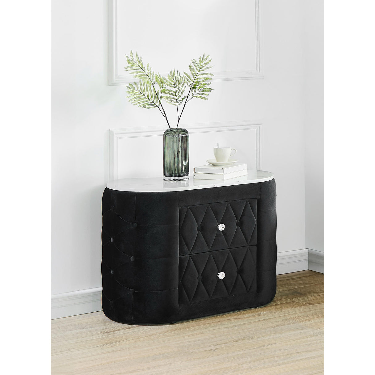 Crown Mark Natalia 5115BK-2 2-Drawer Nightstand - Black IMAGE 3