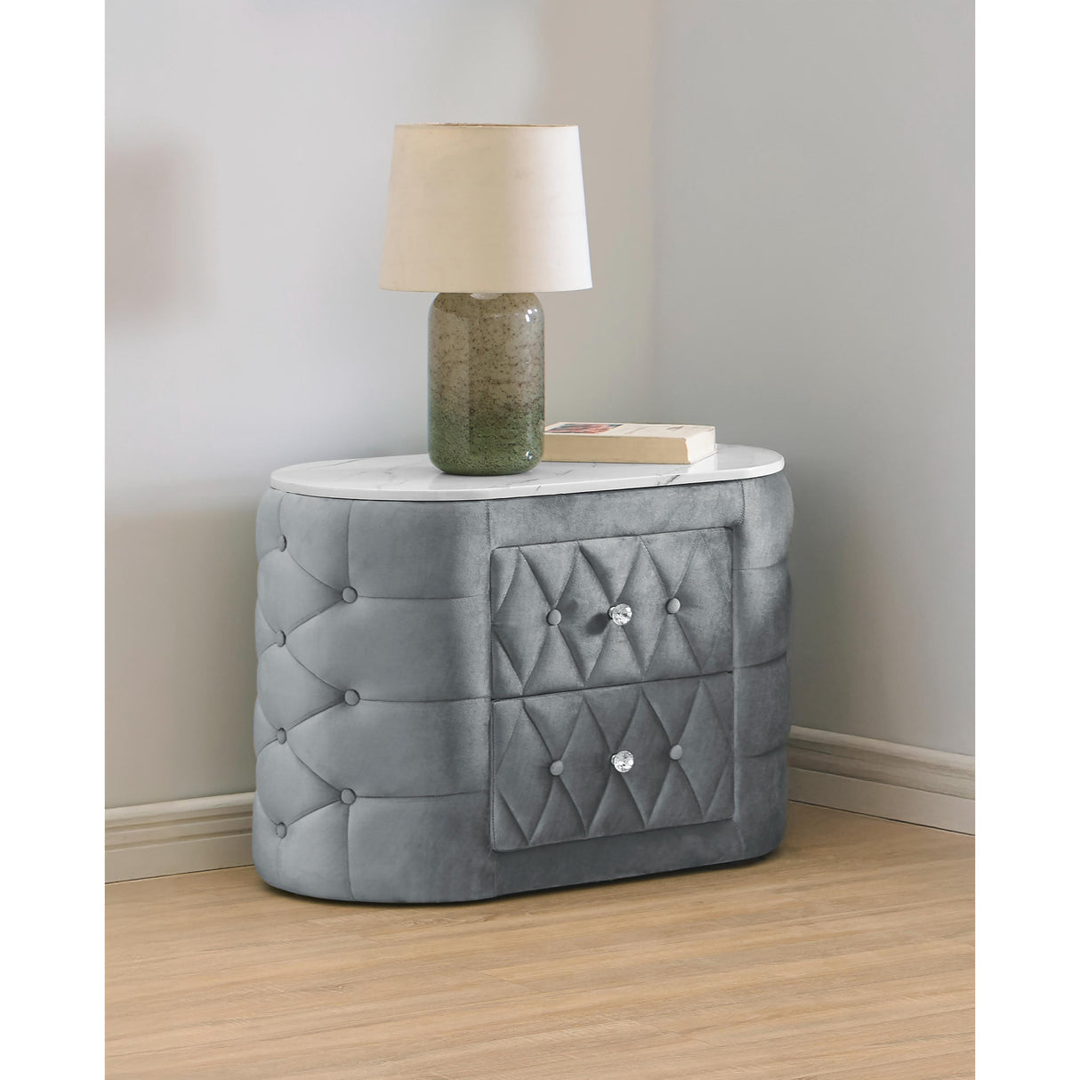 Crown Mark Natalia 5115GY-2 2-Drawer Nightstand - Grey IMAGE 4