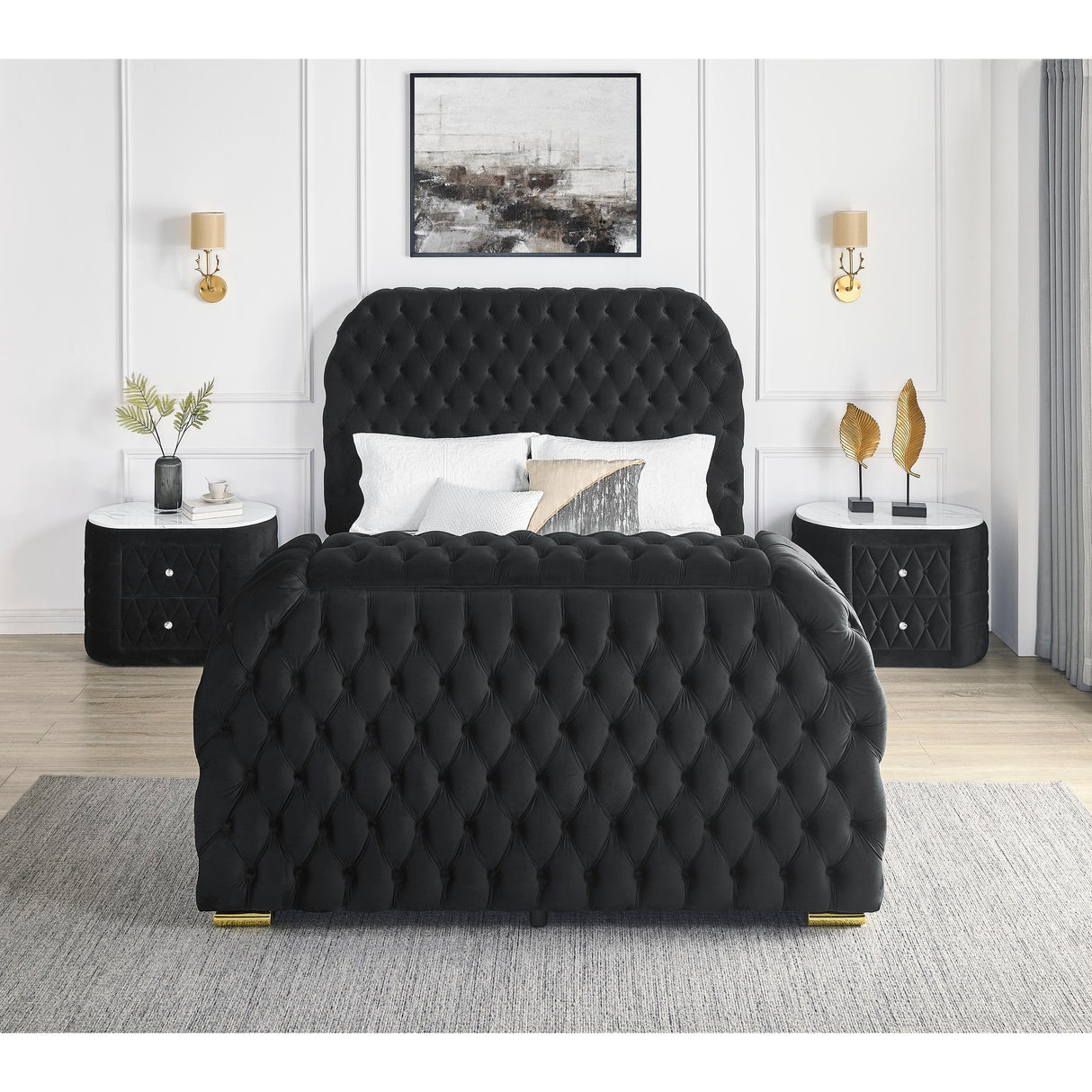 Crown Mark Natalia 5115BK-K King Bed with Fireplace and TV Lift - Black IMAGE 4