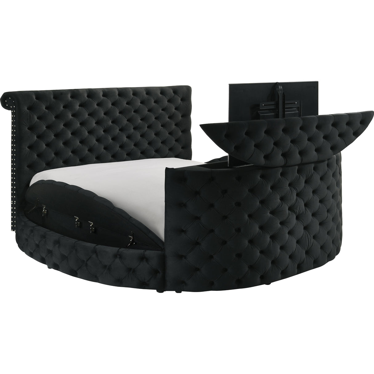 Crown Mark Voltare 5212BK-Q Queen Bed with Fireplace & TV Lift - Black IMAGE 2