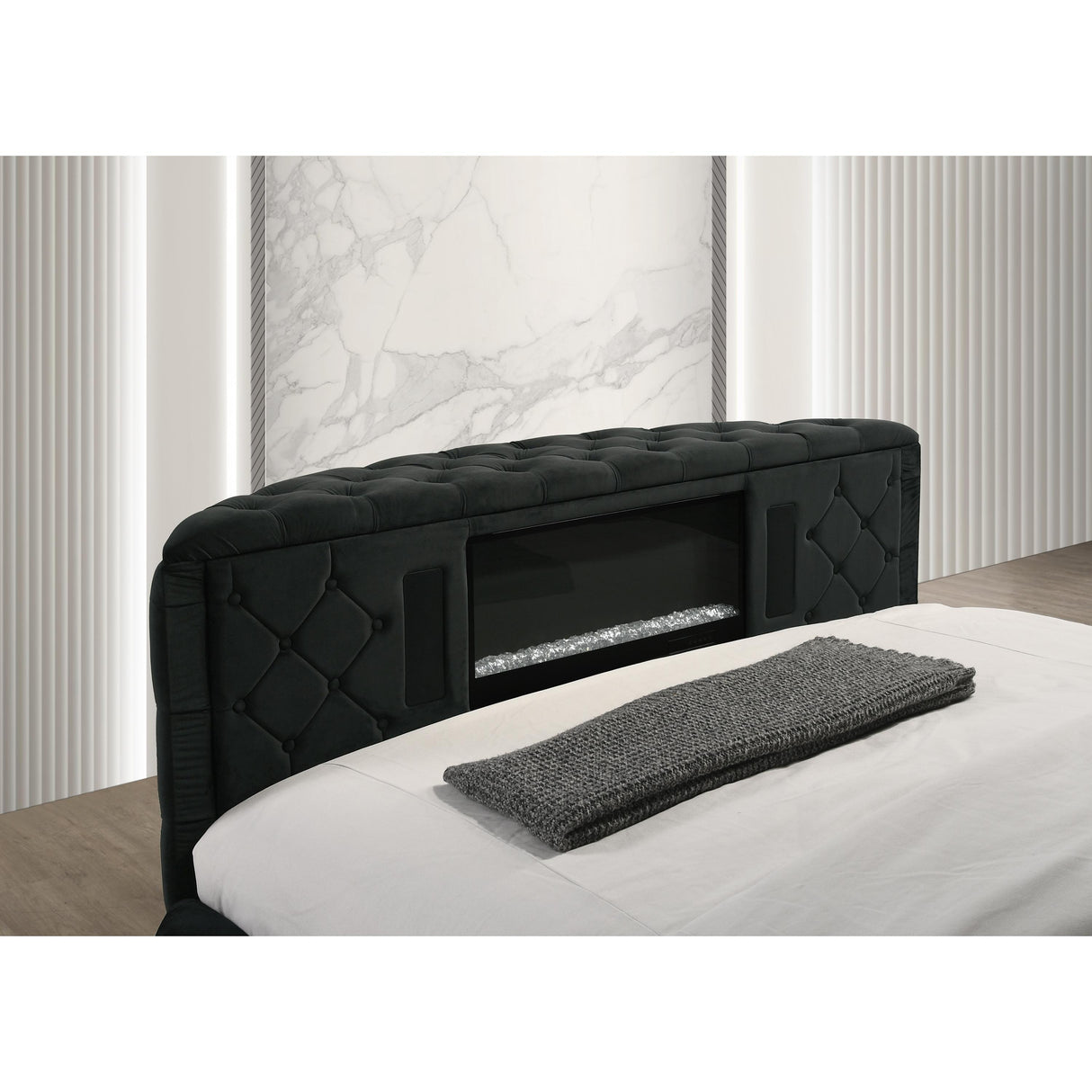Crown Mark Voltare 5212BK-Q Queen Bed with Fireplace & TV Lift - Black IMAGE 6