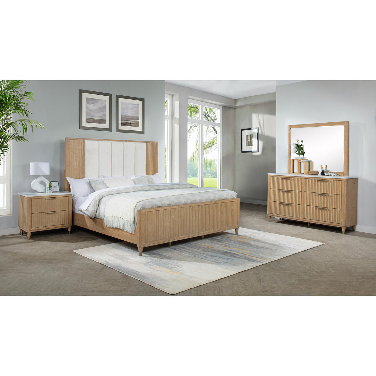 Crown Mark Kara B1450-2 Nightstand - Cerused Natural IMAGE 4